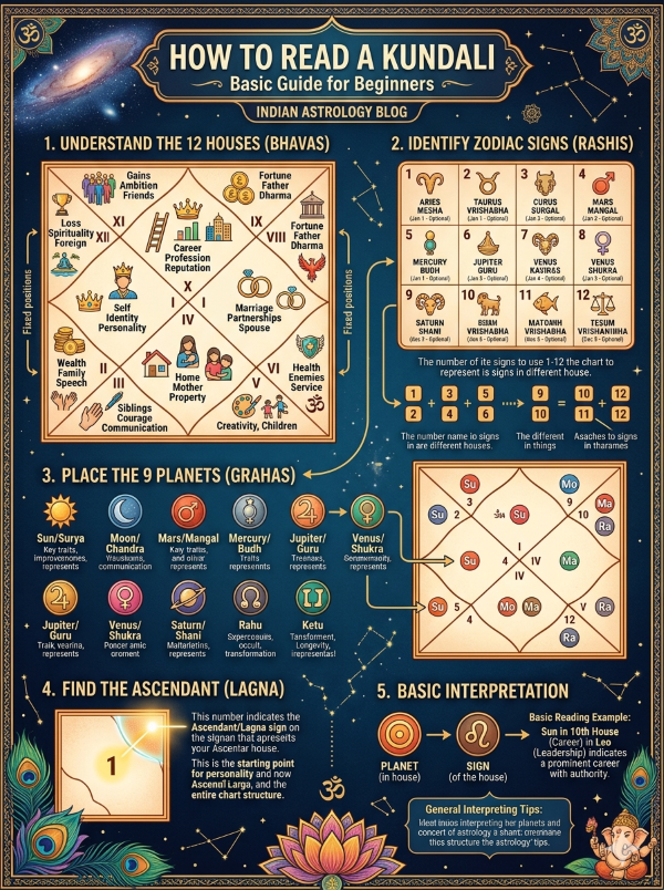 How to Read Kundali: A Beginner's Guide to Vedic Birth Chart Reading