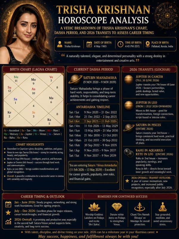 Trisha Krishnan Horoscope Analysis: How Lucky is the Karuppu Release?